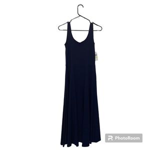 NWT MSK Navy Blue scuba-like Midi with full skirt Dress Size M
